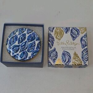 Lily Pulitzer Jewelry Trinket Ring Dish With Lid Shells Coastal